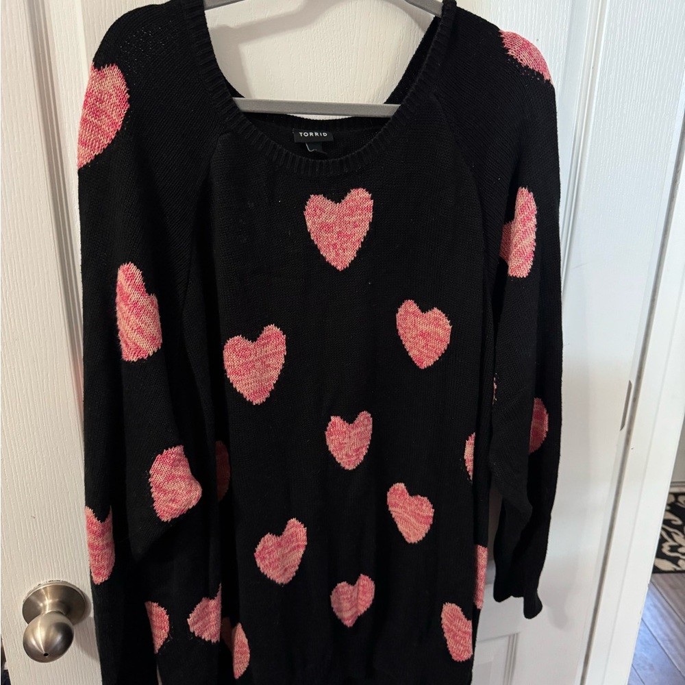 Torrid Black Sweater with Pink Heart Accents